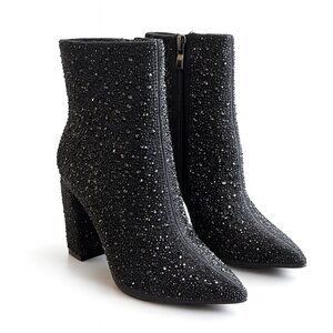 Lauren Lorraine Black Sparkly Boots New In Box Size 8.5